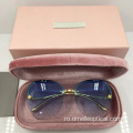 Reflective Rimless ochelari de soare pentru femei